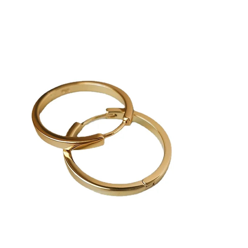 Pendientes de aro grandes y redondos, clásicos de moda, sencillos, para mujer, con forma de círculo, brillantes, delicados, para fiestas, ¡novedad en 2025!