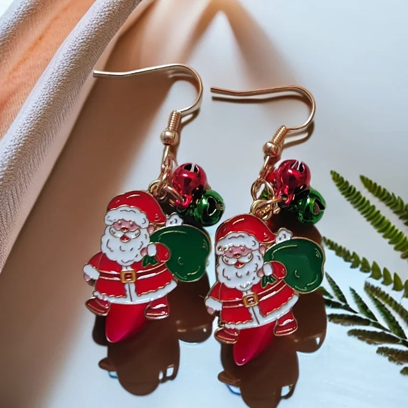 Pendientes navideños de moda para mujer: colgante de feliz Navidad, árbol de Navidad, ciervo, diseño de padre, joyería de estilo mixto.