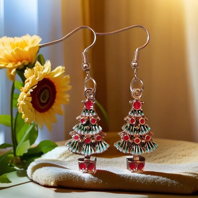 Pendientes navideños de moda para mujer: colgante de feliz Navidad, árbol de Navidad, ciervo, diseño de padre, joyería de estilo mixto.