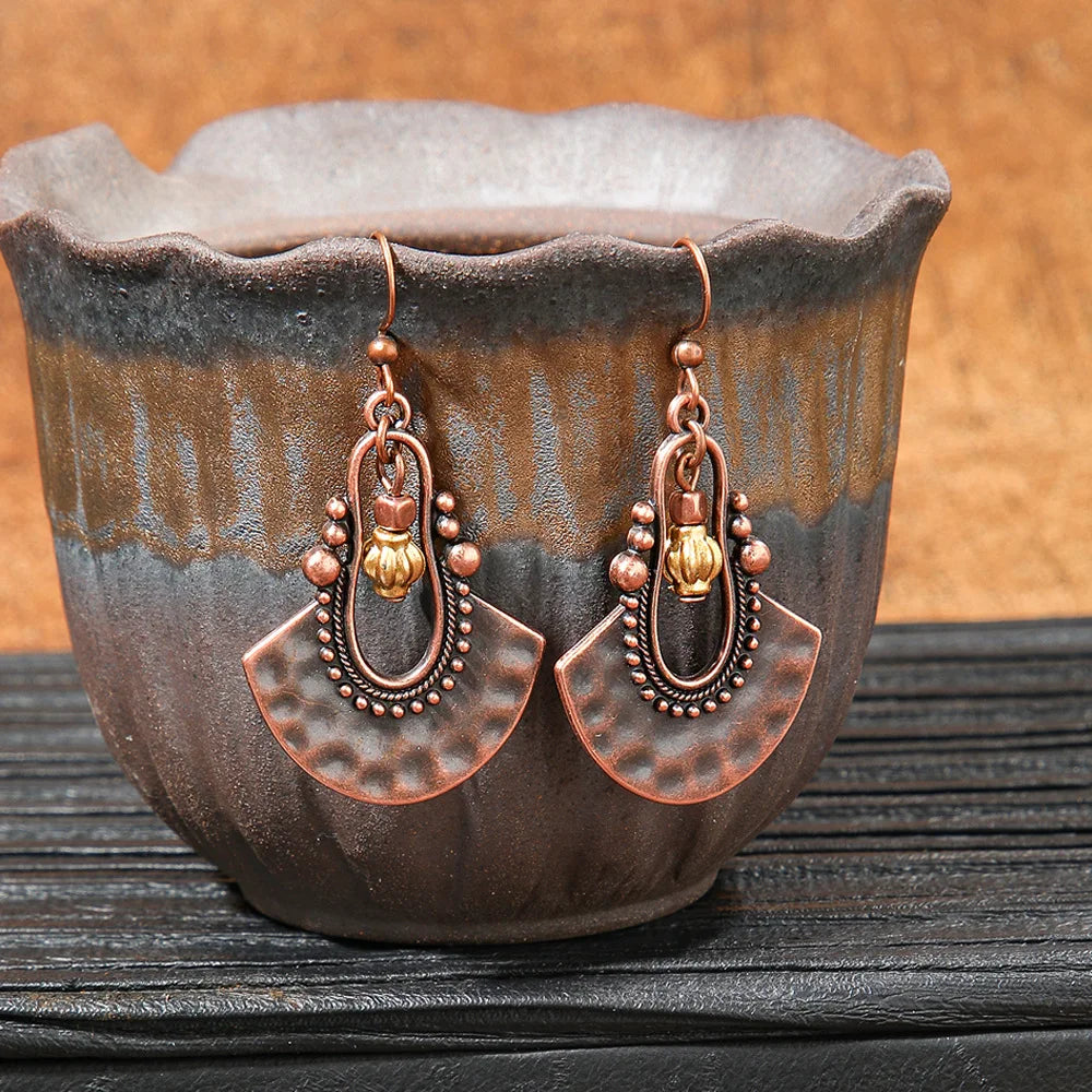 Pendientes étnicos vintage únicos marrones para mujer, estilo bohemio, inusuales, geométricos, con borlas y gotas de agua, joyería femenina.