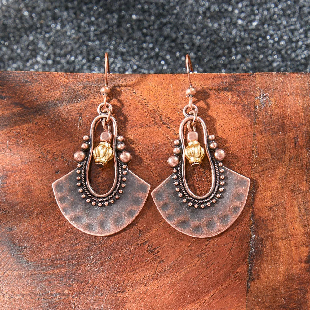 Pendientes étnicos vintage únicos marrones para mujer, estilo bohemio, inusuales, geométricos, con borlas y gotas de agua, joyería femenina.