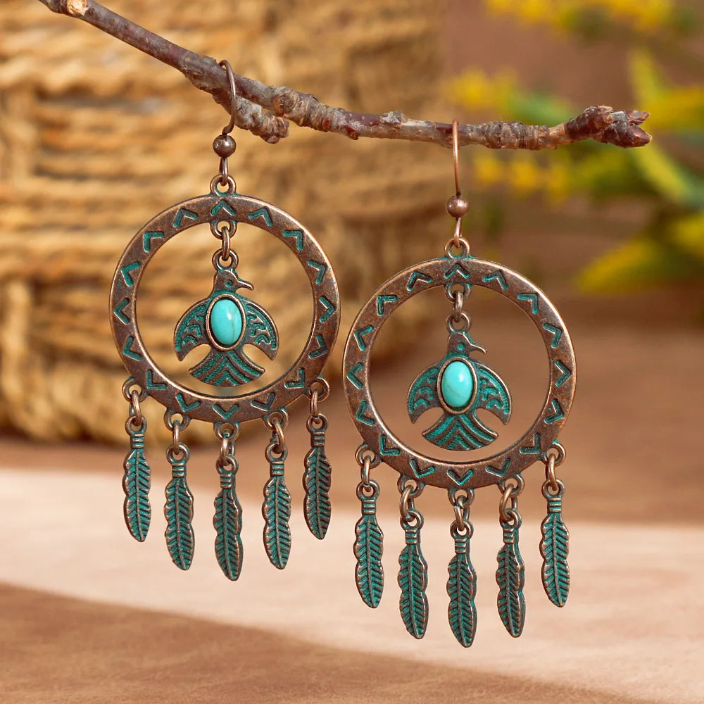 Pendientes de borlas de metal étnicos vintage de 16 estilos para mujer, con textura inusual y personalidad, joyería femenina para vacaciones y uso diario.