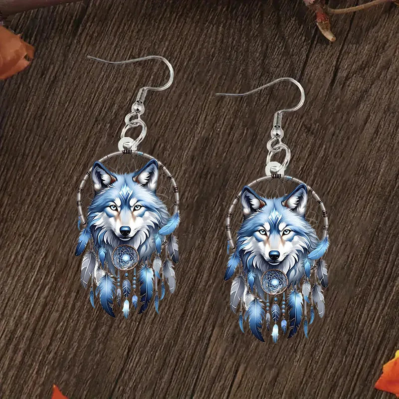 Pendientes colgantes de atrapasueños coloridos de acrílico 2D, pendientes de moda mujer