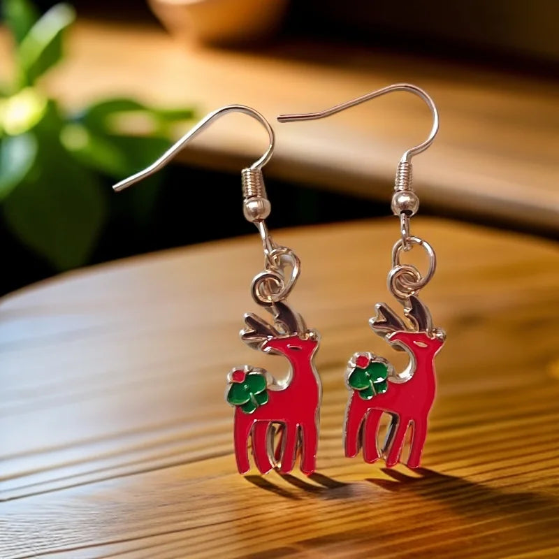 Pendientes navideños de moda para mujer: colgante de feliz Navidad, árbol de Navidad, ciervo, diseño de padre, joyería de estilo mixto.