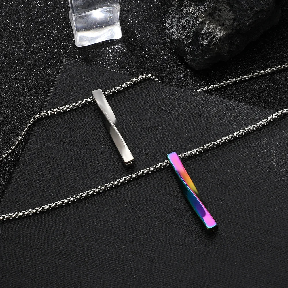 Collar de acero inoxidable con colgante en espiral estilo punk hip hop para mujer y hombre, cadena sencilla de color plateado, joyería para fiestas.