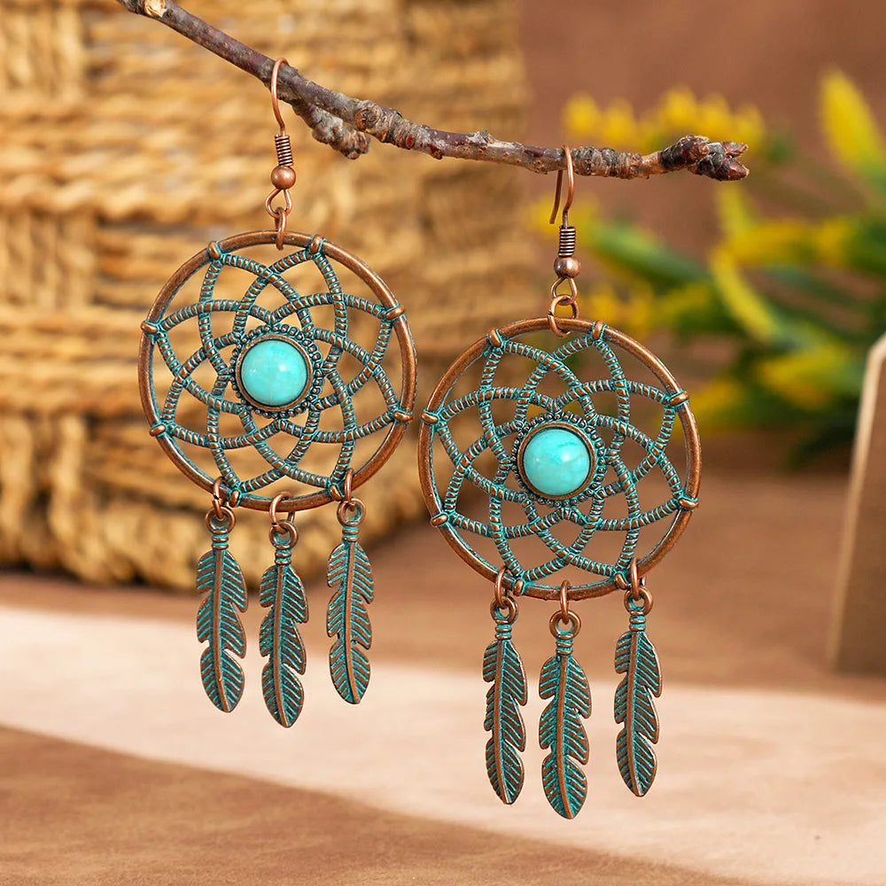 Pendientes de borlas de metal étnicos vintage de 16 estilos para mujer, con textura inusual y personalidad, joyería femenina para vacaciones y uso diario.