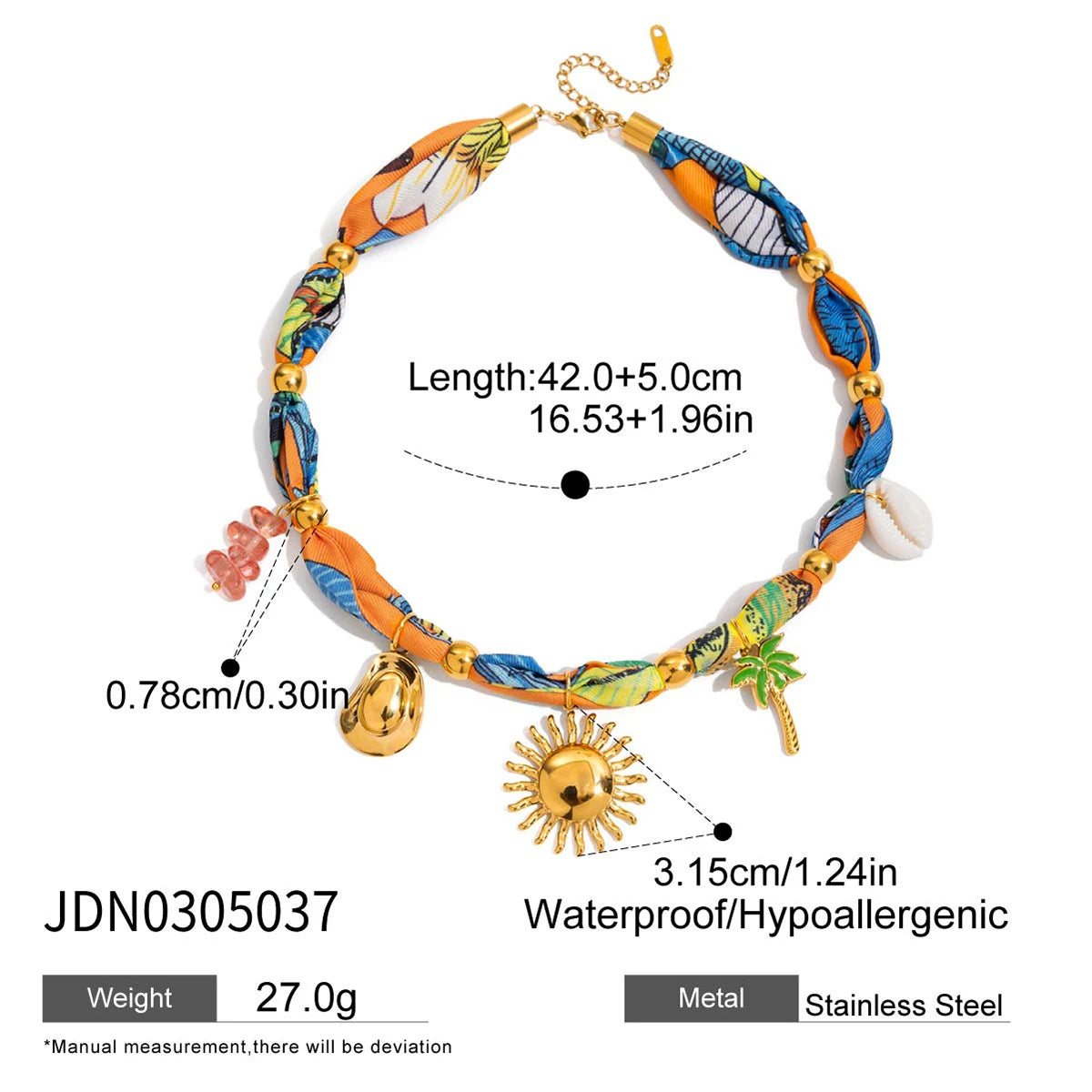 Collar Zora Holiday Style con múltiples dijes, bufanda de acero inoxidable chapado en oro de 18 quilates con corazón y sol, joyería para mujer