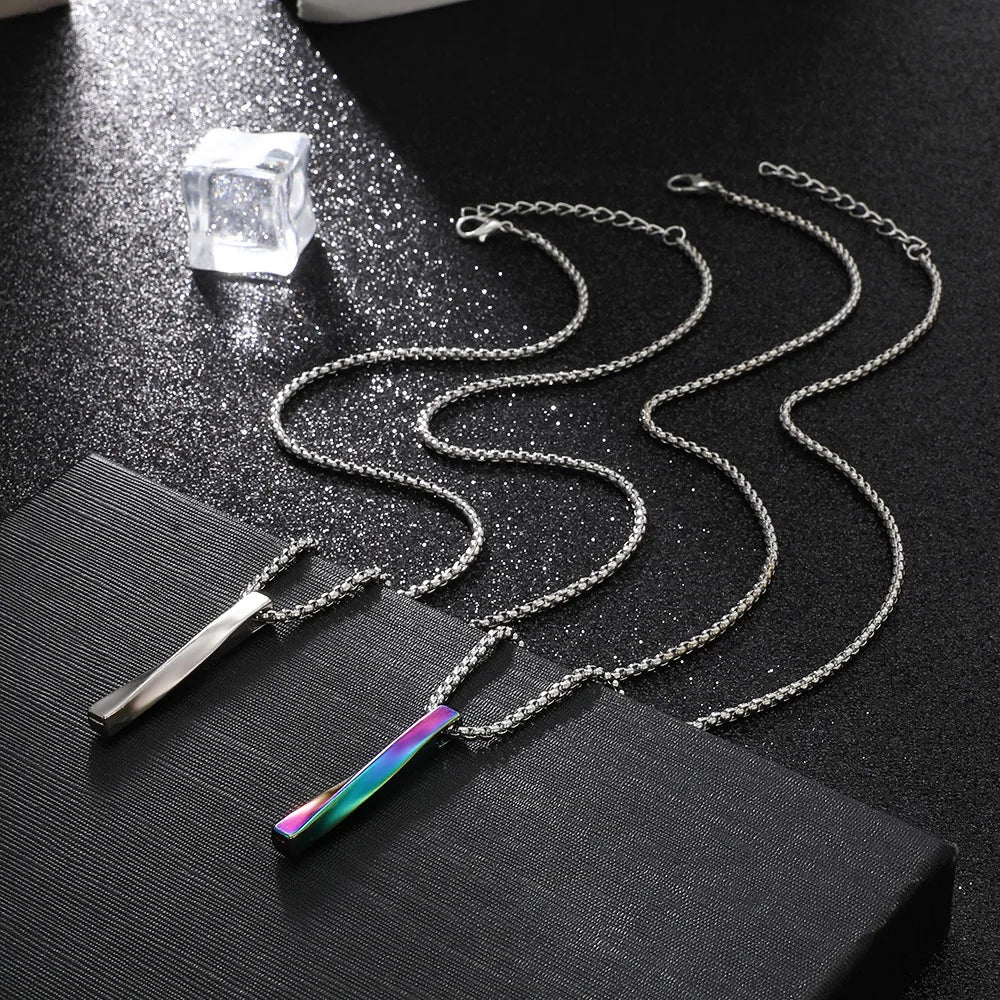 Collar de acero inoxidable con colgante en espiral estilo punk hip hop para mujer y hombre, cadena sencilla de color plateado, joyería para fiestas.